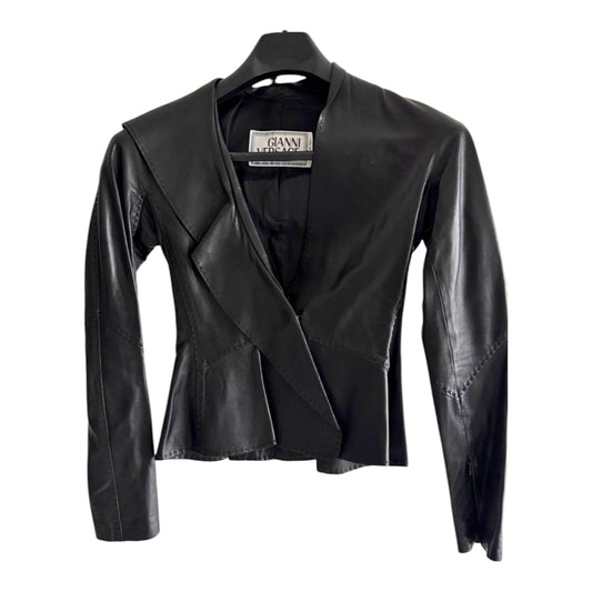 Gianni Versace 1990s Sculpted Black Leather Blazer