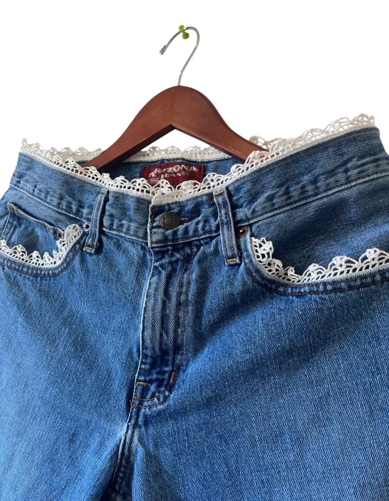 Denim Dolls One-of-One Lace Trim Vintage Denim Jeans