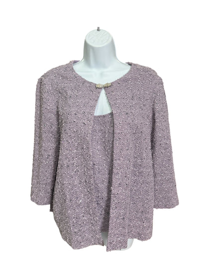 Vintage Lavender 2-Piece Evening Set – Textured Sequin Top & Jacket