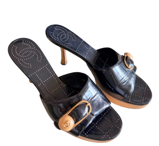 Chanel Interlocking CC Heeled Slides