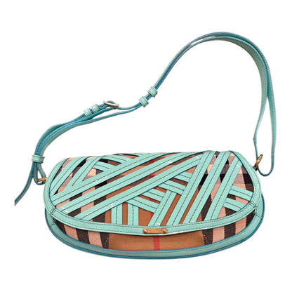 Burberry Prorsum Turquoise Lattice Check Shoulder Bag