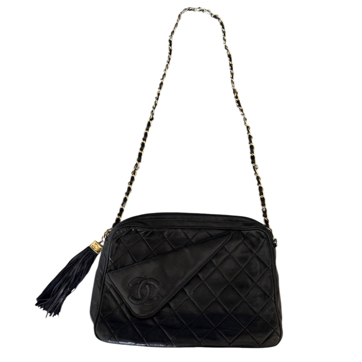 Chanel Black Quilted Tassel Shoulder Bag