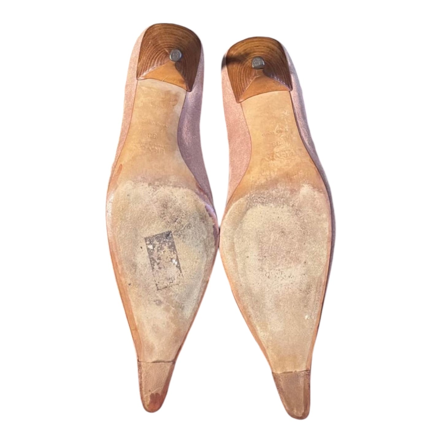 Vintage Prada Rainbow Lace Suede Pointed Slingback Heels