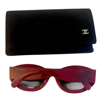 Chanel Red Oval Sunglasses