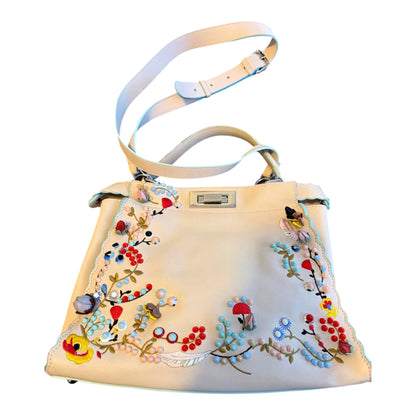 Fendi Peekaboo Floral Embellished Leather Bag