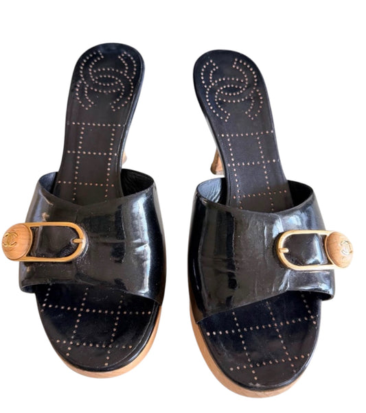 Chanel Interlocking CC Heeled Slides