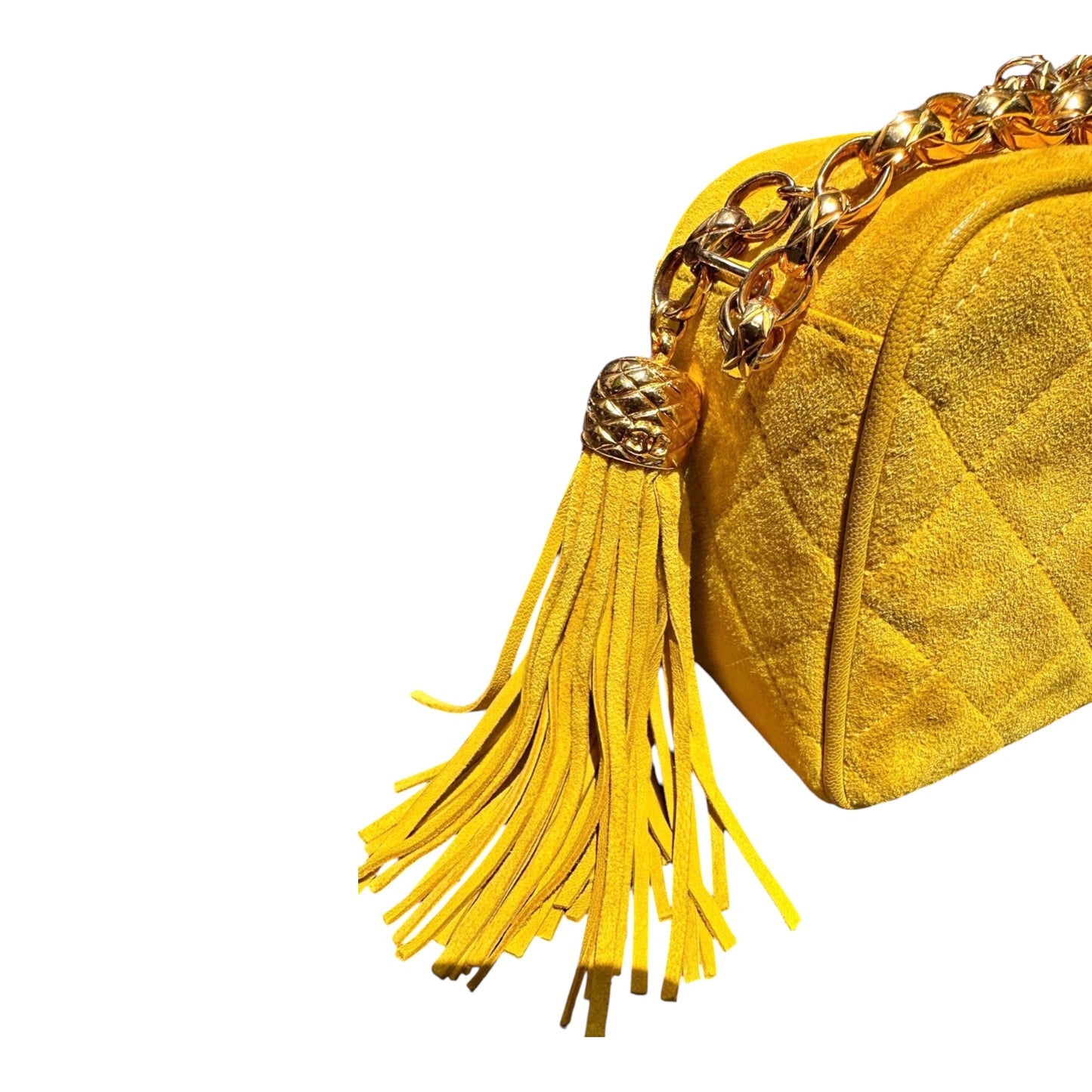 Chanel Yellow Suede Tassel Camera Bag