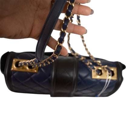 Chanel Navy & Black Quilted Top-Handle Flap Bag