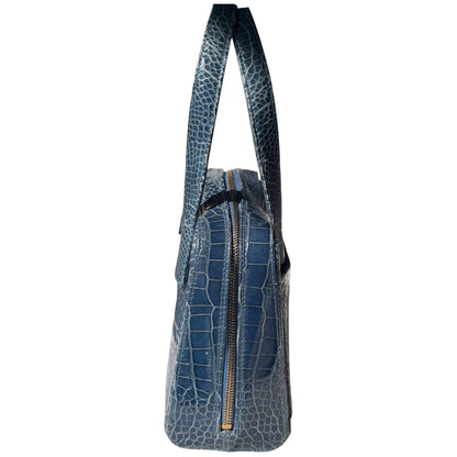 Chanel Blue Crocodile Top Handle Bag