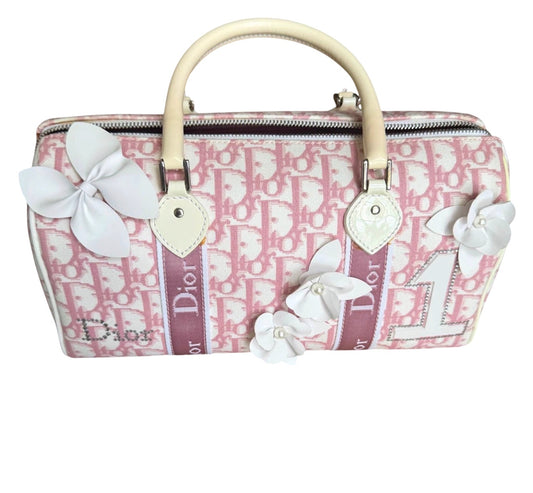 Dior Girly Trotter Boston Bag (Pink Floral Appliqué)