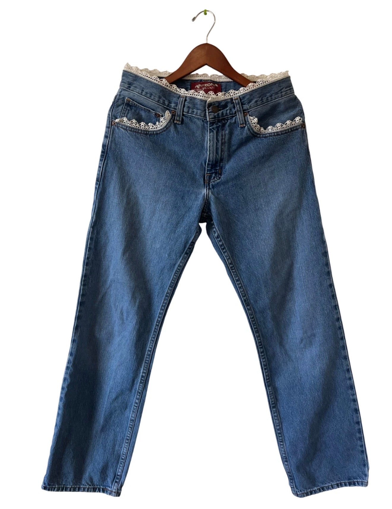 Denim Dolls One-of-One Lace Trim Vintage Denim Jeans