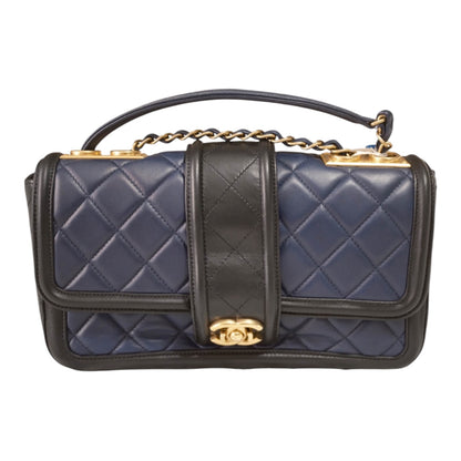 Chanel Navy & Black Quilted Top-Handle Flap Bag