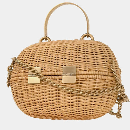 Vintage Chanel Rattan Heart Lock Basket Bag