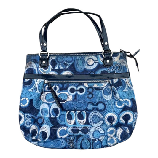 Coach Poppy Blue Op Art Glam Tote Shoulder Bag