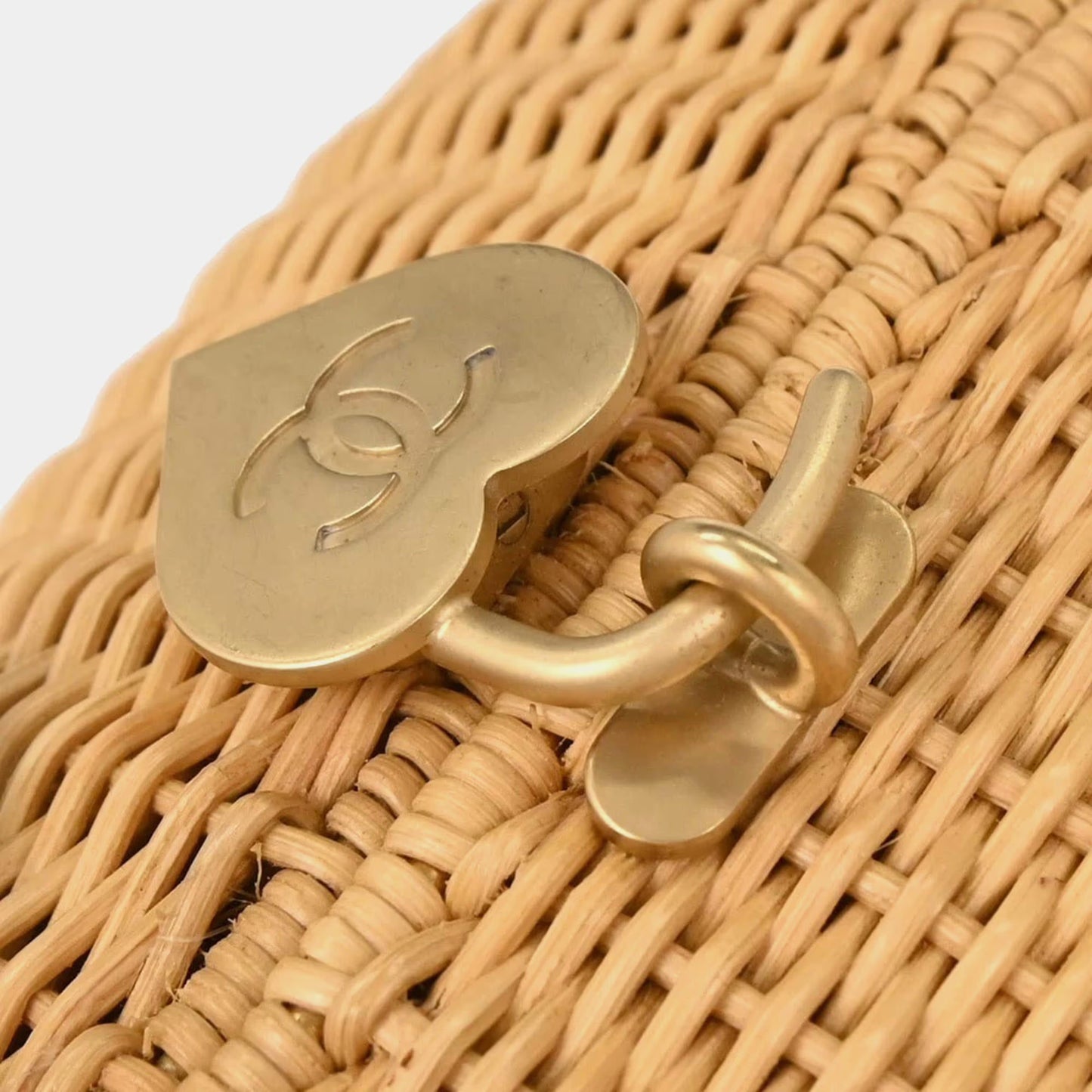 Vintage Chanel Rattan Heart Lock Basket Bag