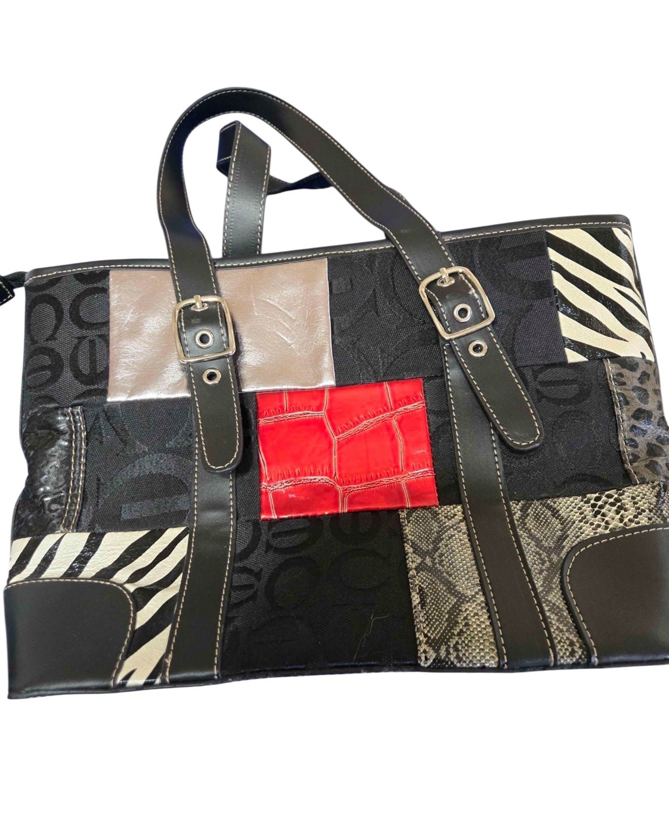 Coach Patchwork Animal Print Tote Bag (Snakeskin Zebra Croc)