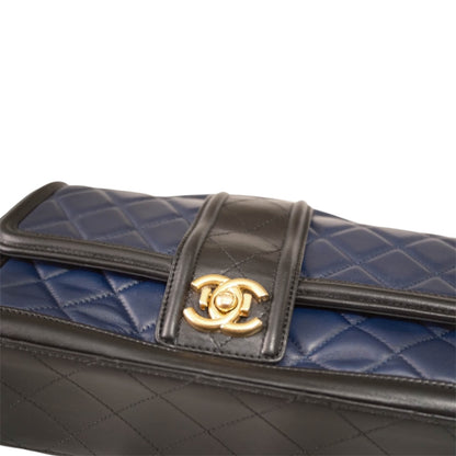 Chanel Navy & Black Quilted Top-Handle Flap Bag