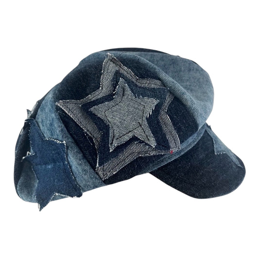 Denim Dolls One-of-One Star Patch Distressed Denim Cap