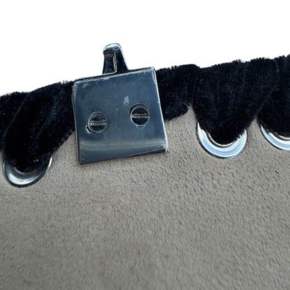 Fendi Black Velvet Crystal Logo Small Kan I Bag