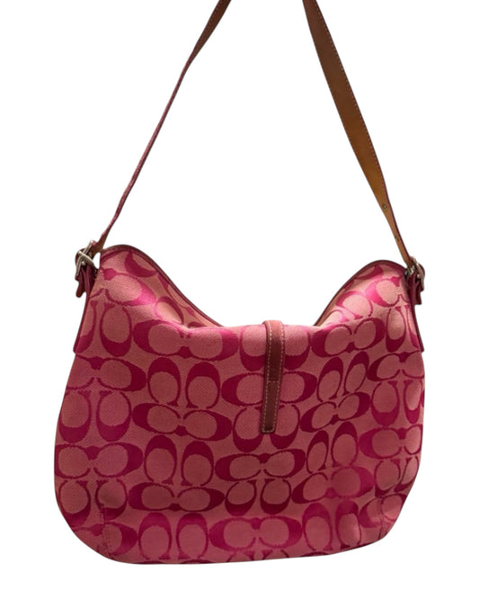 Coach Pink Jacquard Hampton Hobo Bag