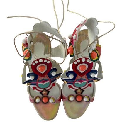 Christian Louboutin Multicolor Studded Lace-Up Wedge Sandals
