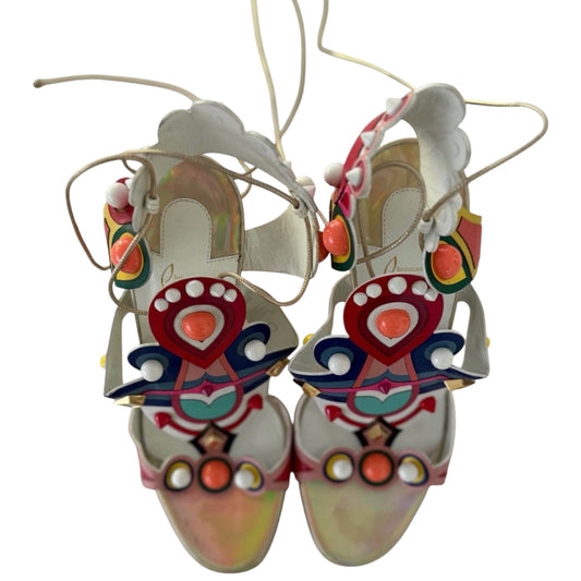 Christian Louboutin Multicolor Studded Lace-Up Wedge Sandals
