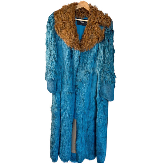 Fendi Blue Statement Fur Coat