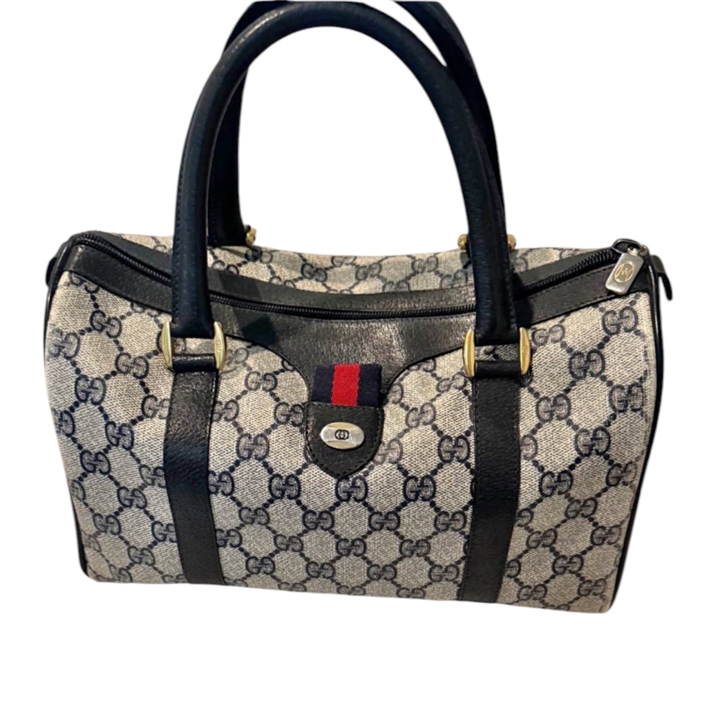 Gucci GG Supreme Accessory Collection Boston Bag – Navy Web Stripe