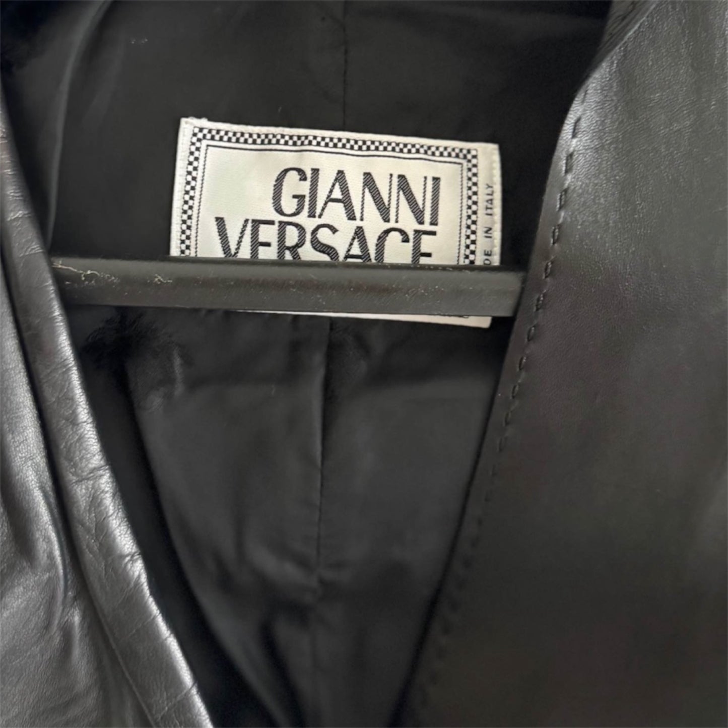 Gianni Versace 1990s Sculpted Black Leather Blazer