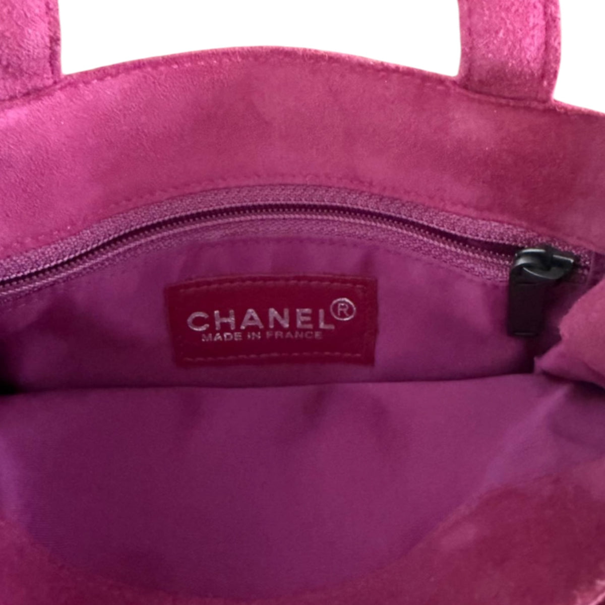 Chanel 2000–2002 Vintage Pink Suede Studded Fringe Mini Tote
