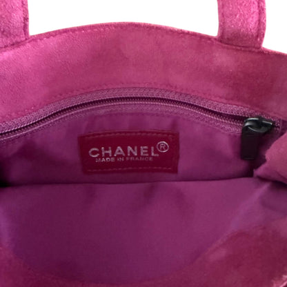 Chanel 2000–2002 Vintage Pink Suede Studded Fringe Mini Tote