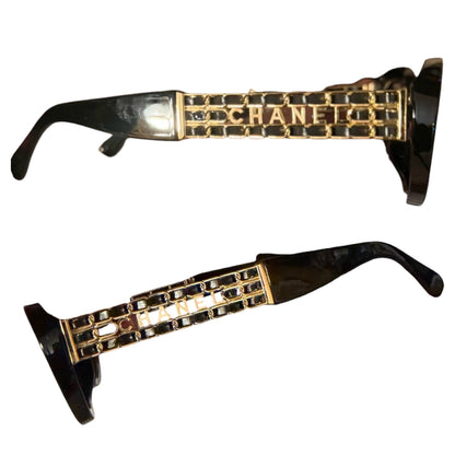 Vintage Chanel Logo Chain Temple Sunglasses