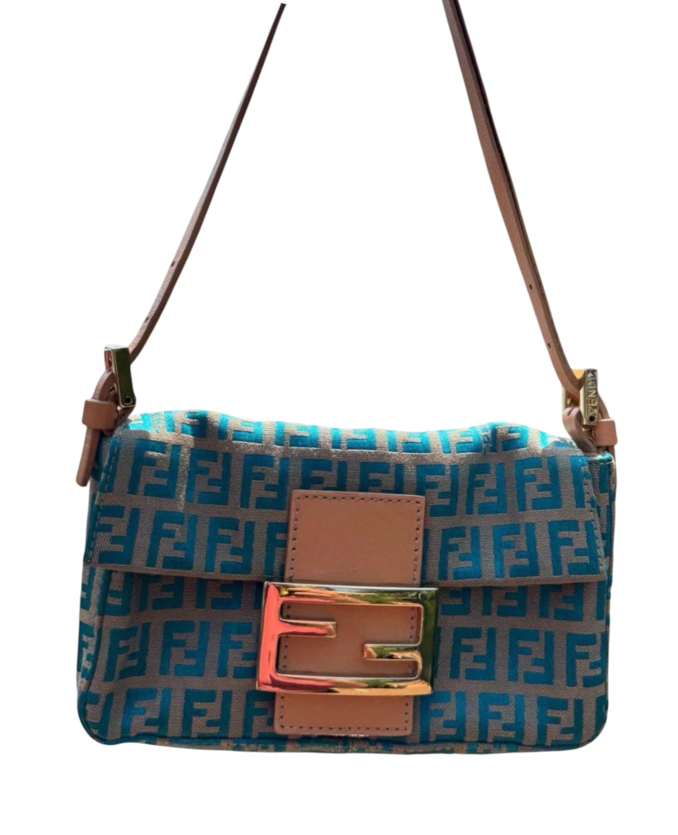 Fendi Blue Zucca Baguette Bag