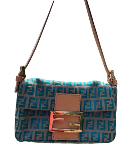 Fendi Blue Zucca Baguette Bag