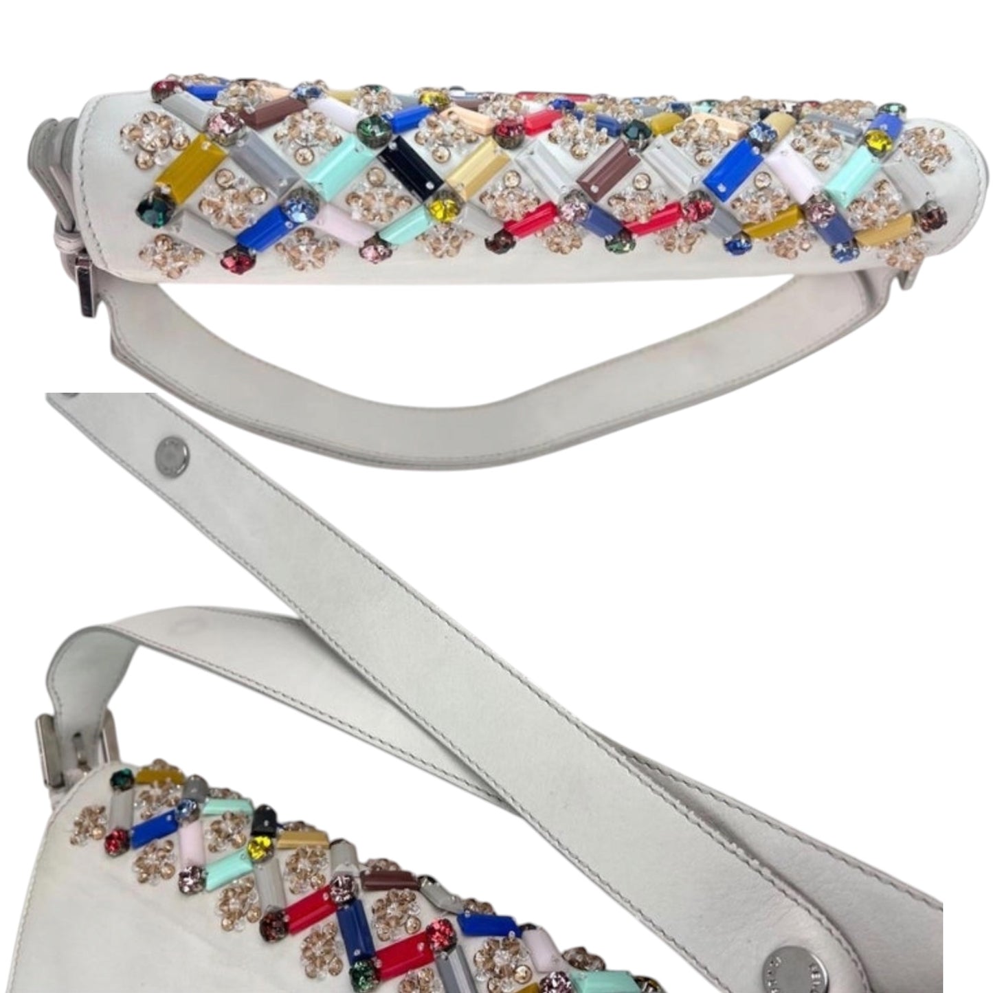 Fendi Vitello Dolce Crystal Baguette shoulder bag