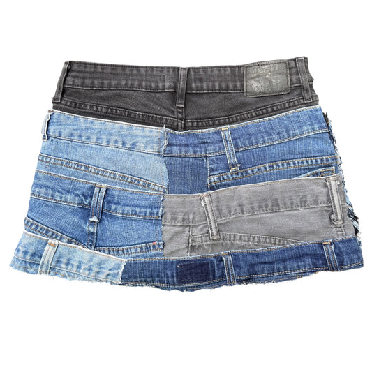 Denim Dolls One-of-One Patchwork Waist Reworked Levi’s Skirt