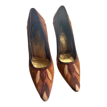 Vintage Dolce & Gabbana Suede Patchwork Pointed-Toe Pumps | Made in Italy