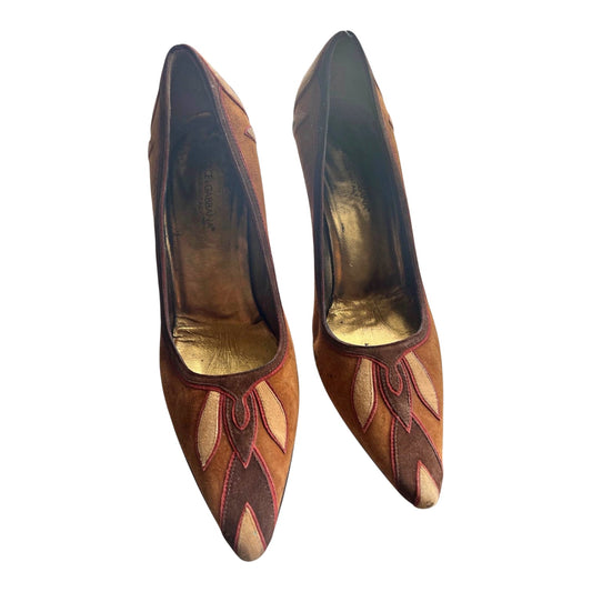 Vintage Dolce & Gabbana Suede Patchwork Pointed-Toe Pumps | Made in Italy