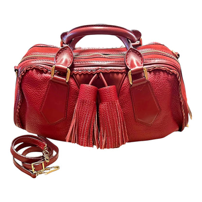 Burberry Prorsum Red Leather Tassel Satchel