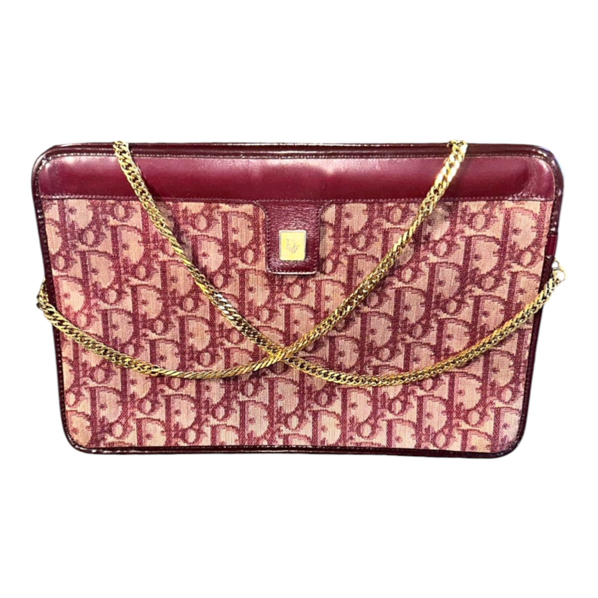 Christian Dior Burgundy Trotter Monogram Chain Shoulder Bag