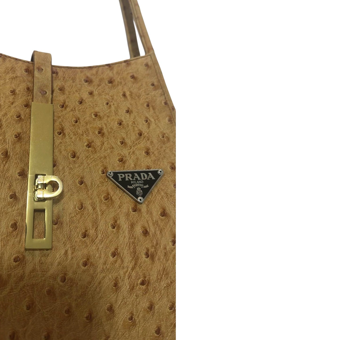 Vintage Prada Ostrich Leather Shoulder Bag | Rare Y2K Archive Purse