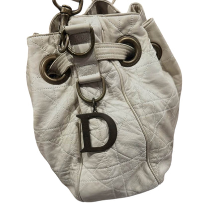Christian Dior Cannage Drawstring Bucket Shoulder Bag – Ivory