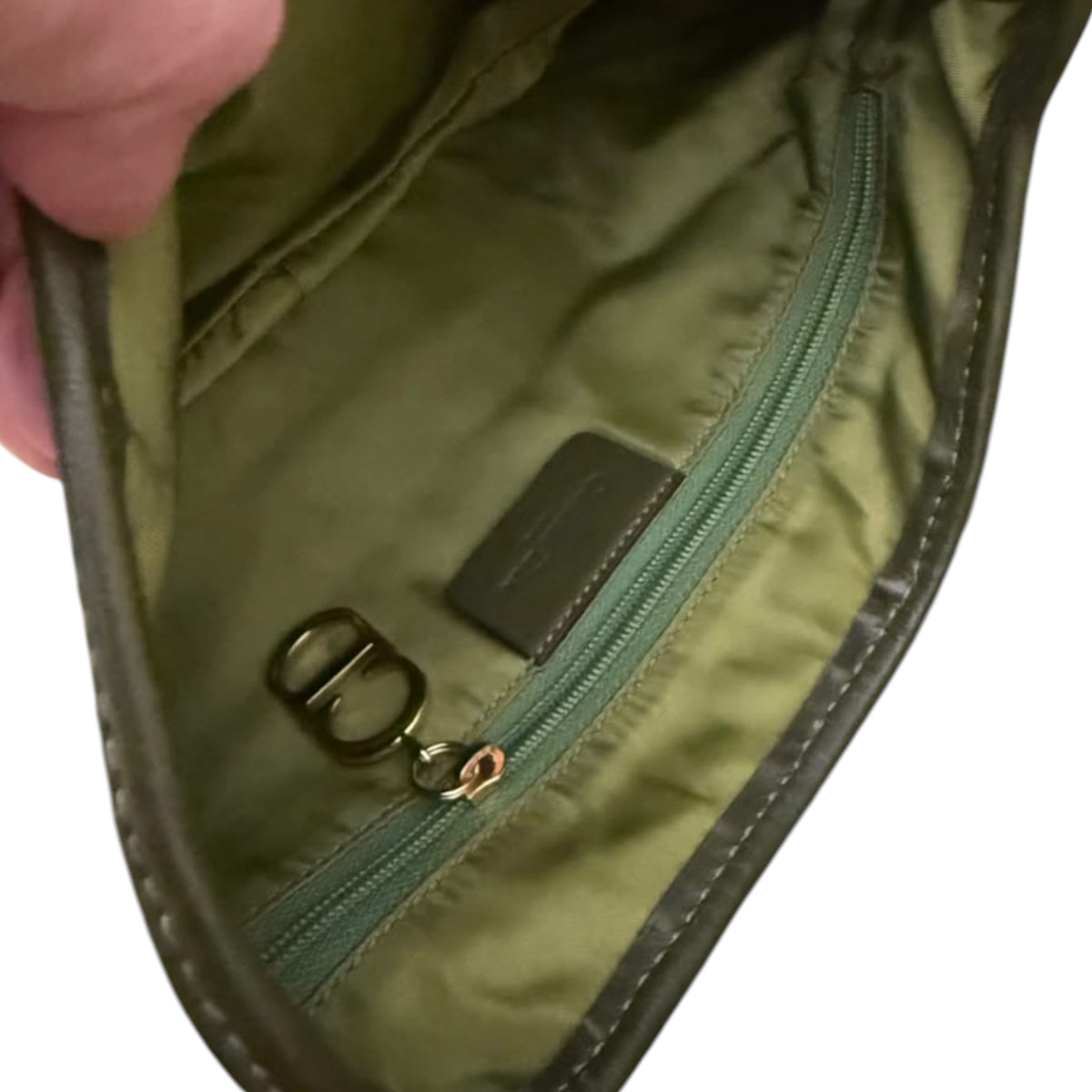 Dior Olive Green Ostrich Saddle Bag