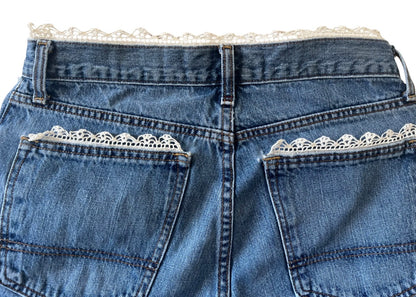 Denim Dolls One-of-One Lace Trim Vintage Denim Jeans