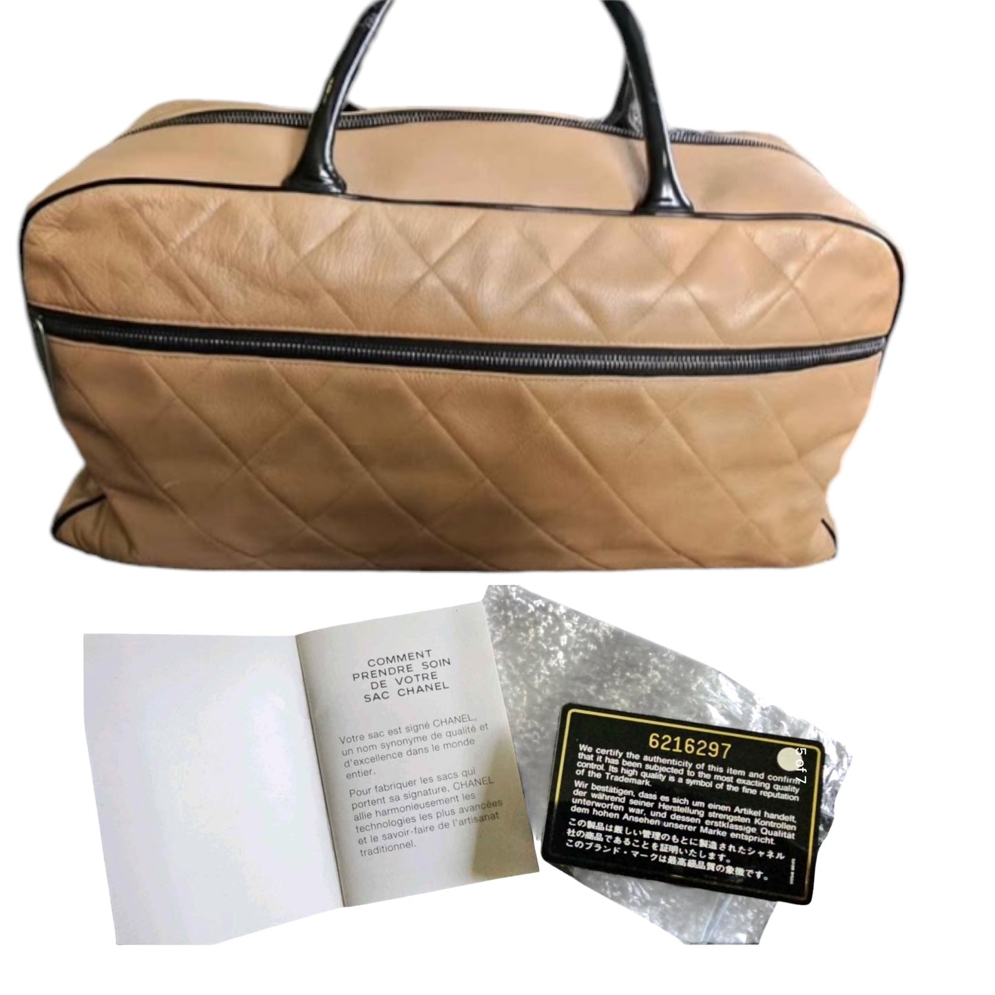Chanel XL Quilted Logo Leather Duffle Bag