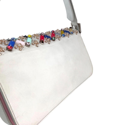 Fendi Vitello Dolce Crystal Baguette shoulder bag
