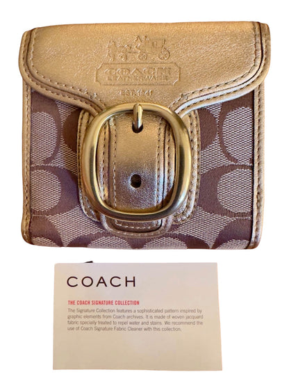 Coach Signature Gold Buckle Wallet