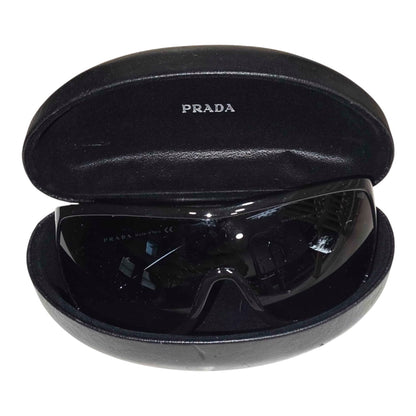 Prada SPR04H Vintage Black Shield Sunglasses w/ Case & Authenticity Card