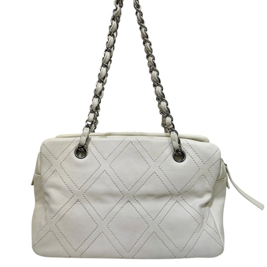 CHANEL Diamond Stitch Tote Bag | White Caviar Leather