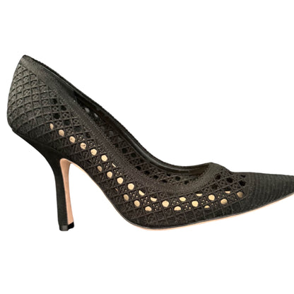 Christian Dior Black Textured Pointed-Toe Pumps